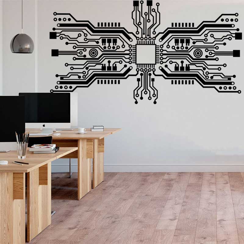 The Office It Tech - Stiker Dinding Chip Papan Sirkuit, Teknologi