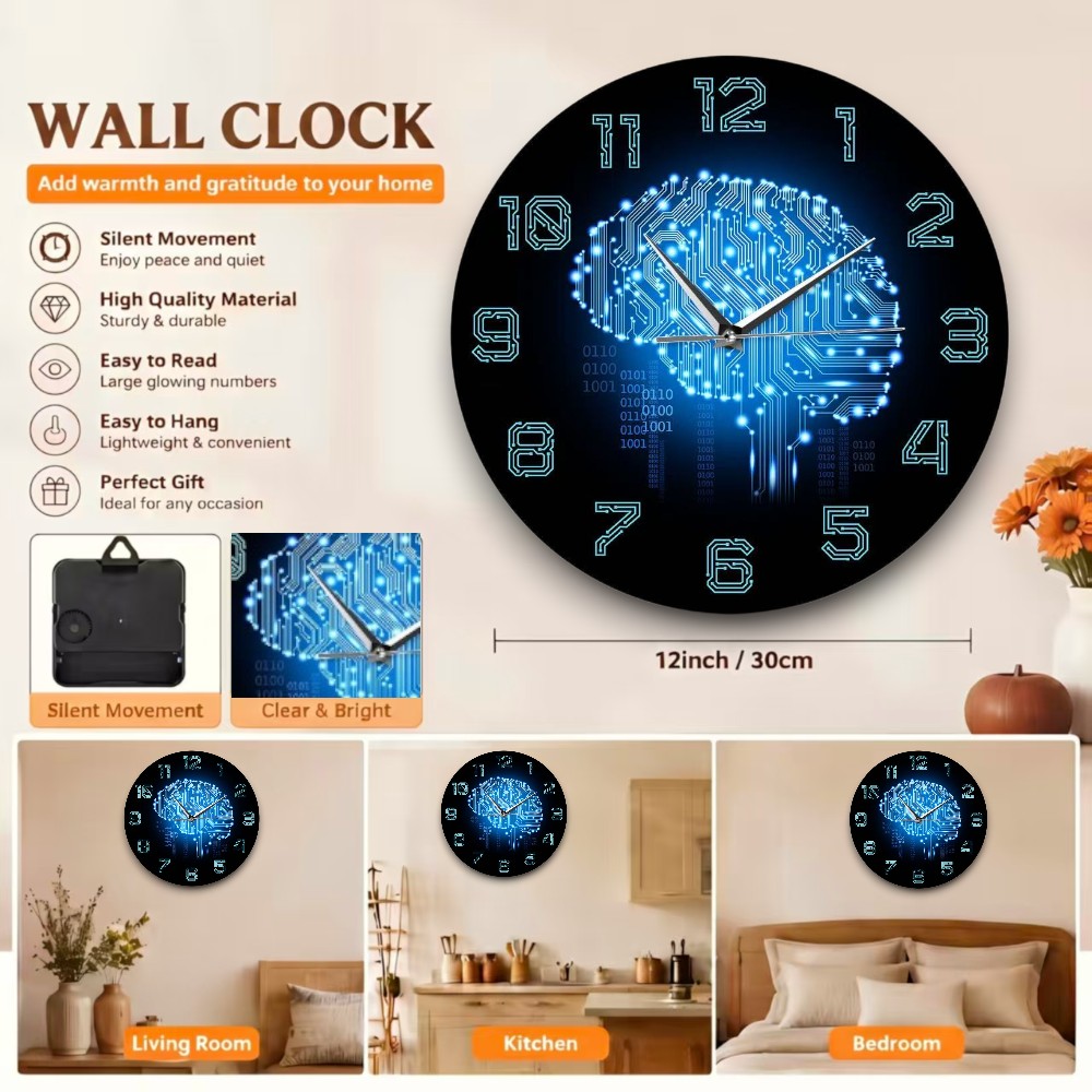 Jam Dinding Tech Brain Kode Bi - The Office It Tech ulasan dan harga